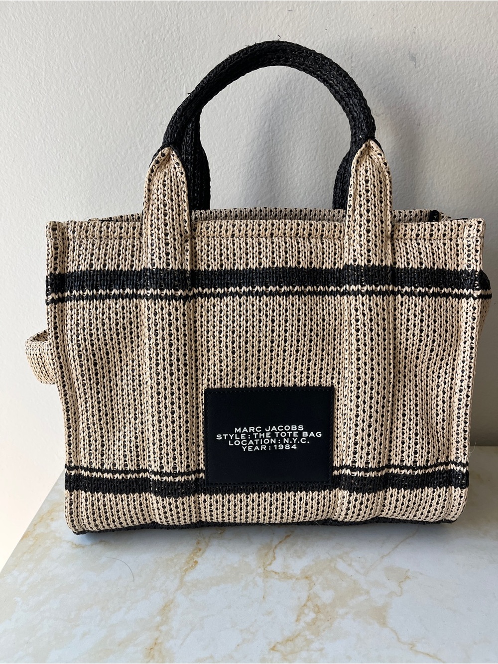 Marc Jacobs Beige and Black Woven 'The Tote Bag' - Picture 2 of 5